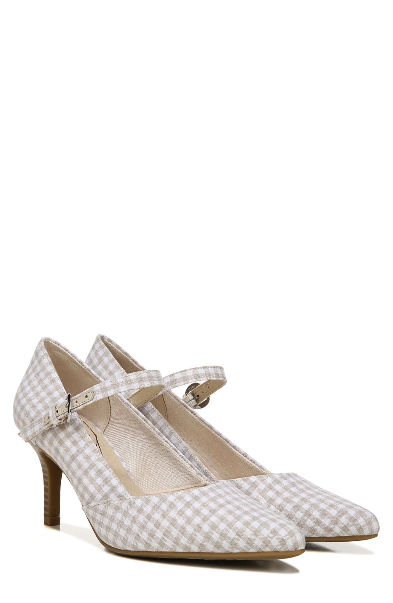 Sandrine Mary Jane Pump, Alternate, color, NATURAL GINGHAM FABRIC