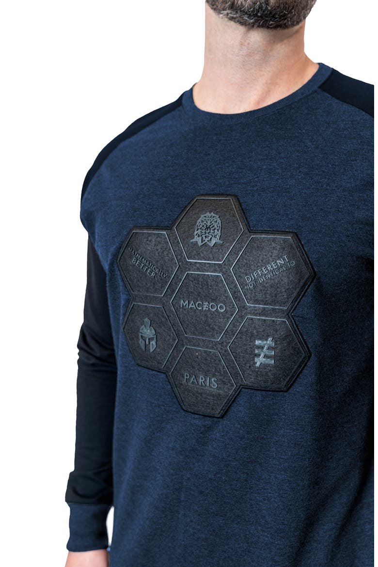 Hive Mind Appliqué Sweater, Alternate, color, BLUE