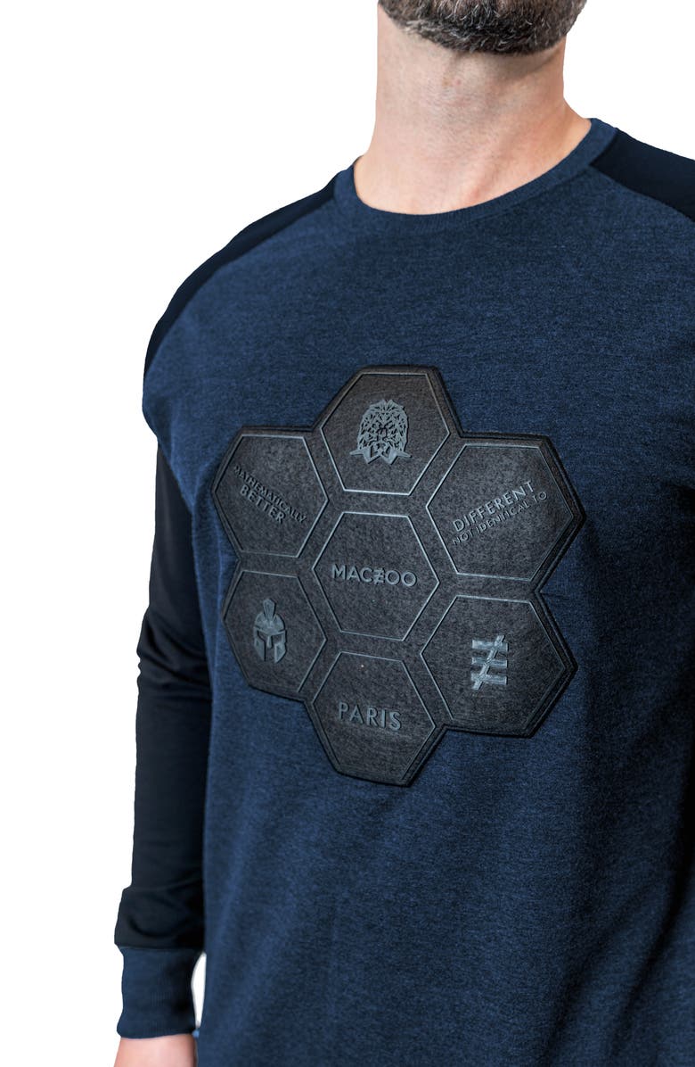 Maceoo Hive Mind Appliqué Sweater, Alternate, color, Blue