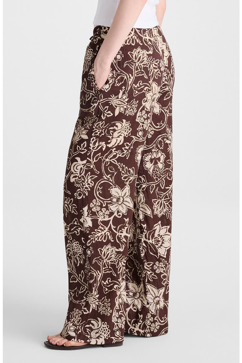 Linen Blend Pull-On Pants, Alternate, color, DARK BROWN