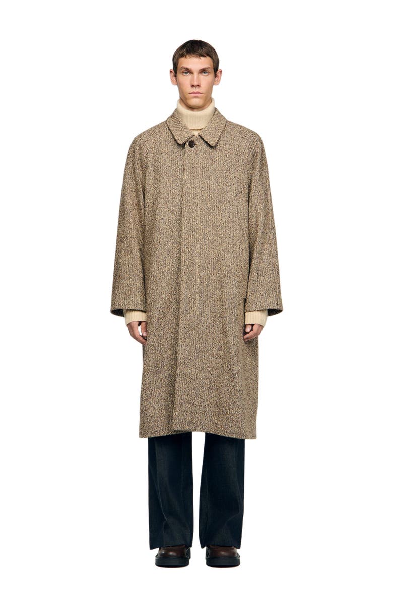 SANDRO Oversized wool coat, Main, color, Brown