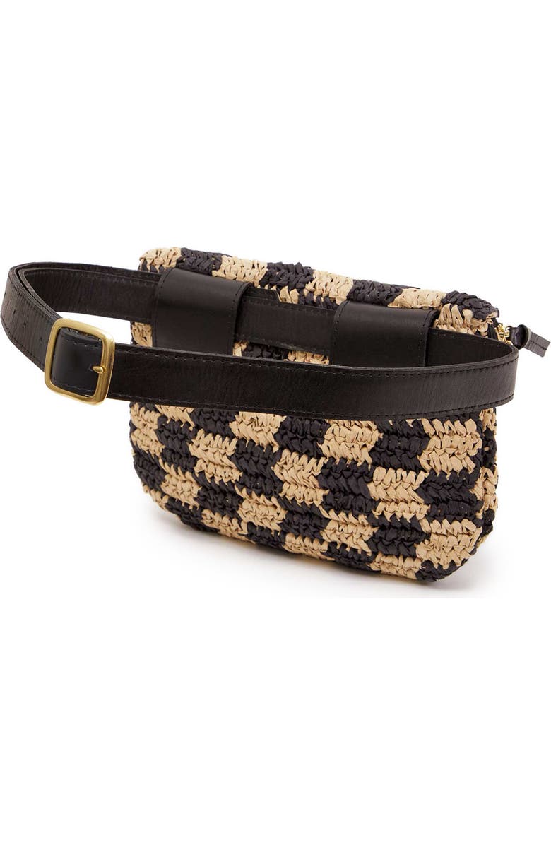 Clare V. Checkerboard Woven Raffia Belt Bag, Alternate, color,