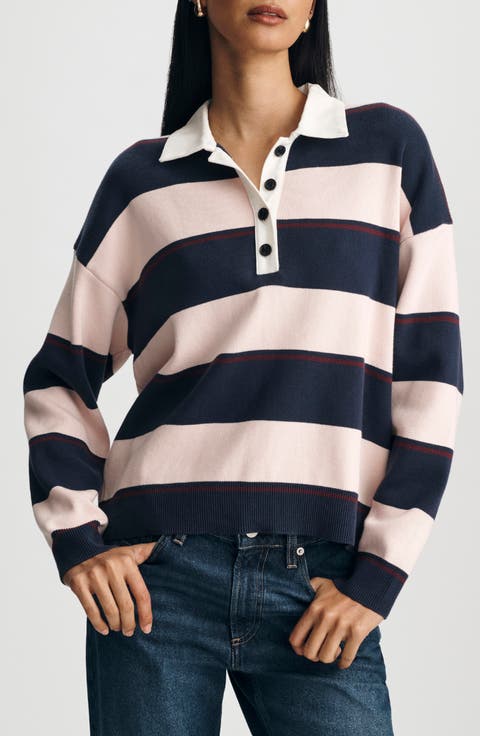Stripe Rugby Polo Sweater