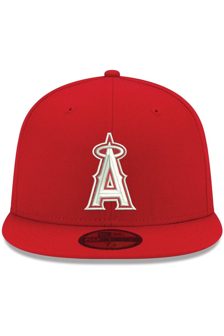 Men's New Era Red Los Angeles Angels White Logo 59FIFTY Fitted Hat, Alternate, color, Red