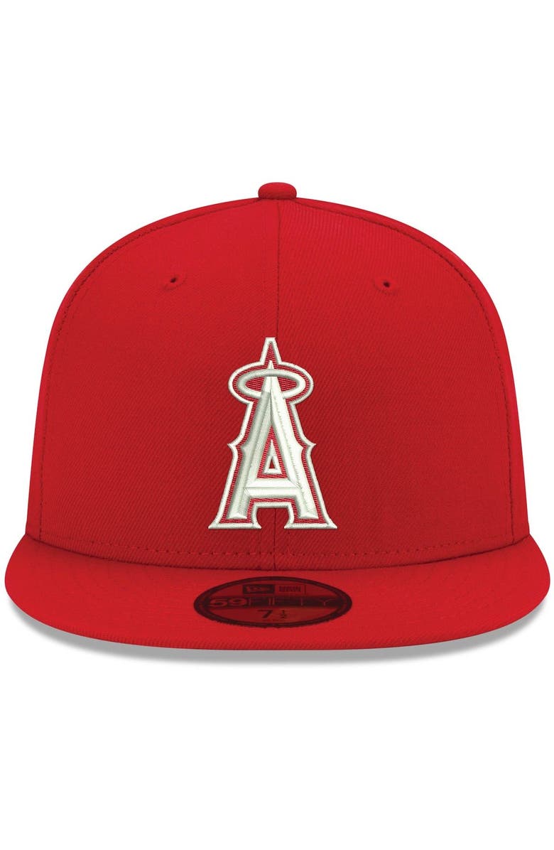 New Era Men's New Era Red Los Angeles Angels White Logo 59FIFTY Fitted Hat, Alternate, color, Red
