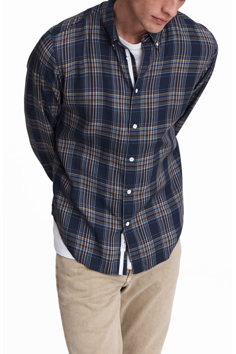 Fit 2 Tomlin Plaid Button-Down Shirt, Main, color, NAVY PLAID