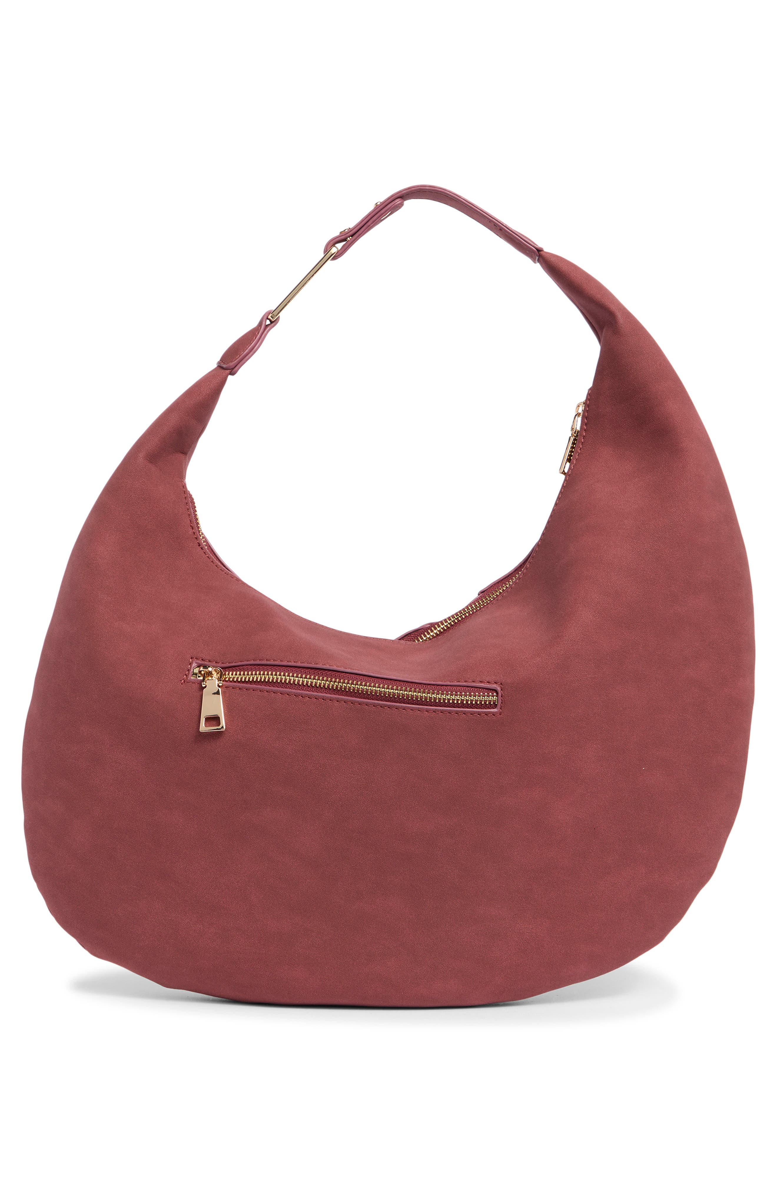 Faux Suede Hobo Bag, Alternate, color, RUST