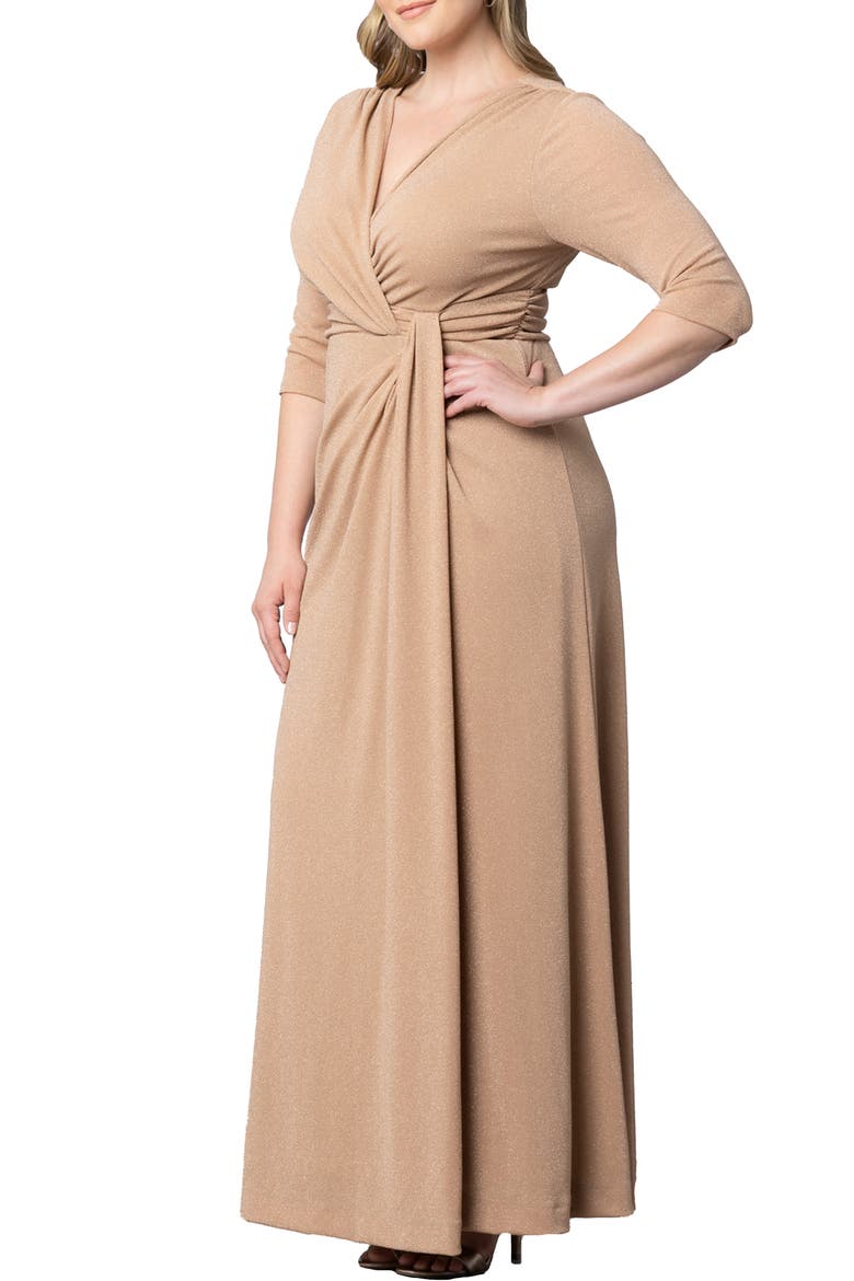 Romanced by Moonlight Glitter A-Line Jersey Gown, Alternate, color, CHAMPAGNE