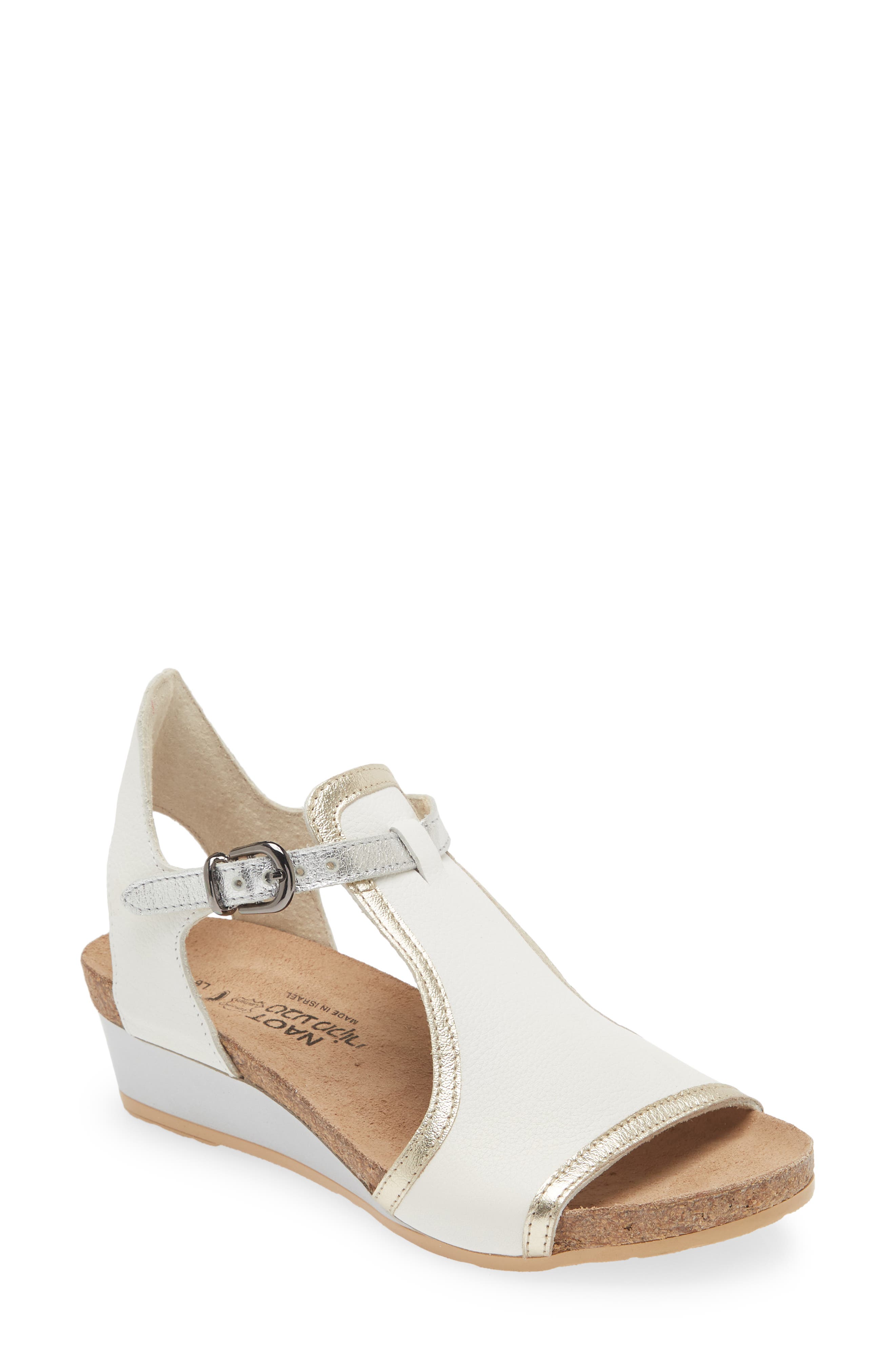 Fiona Wedge Sandal, Main, color, WHITE/ GOLD/ SILVER