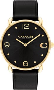 COACH Elliot Leather Strap Watch, 36mm