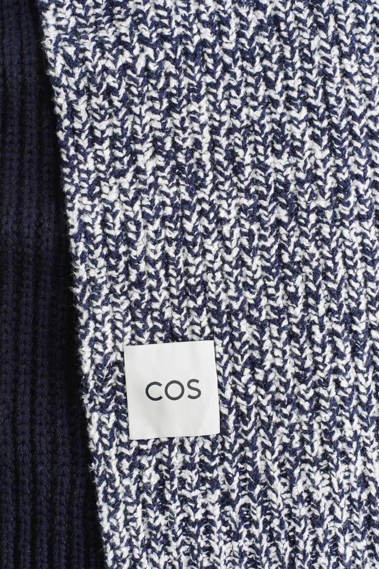 Reversible Flecked Wool-Blend Scarf, Alternate, color, NAVY / WHITE