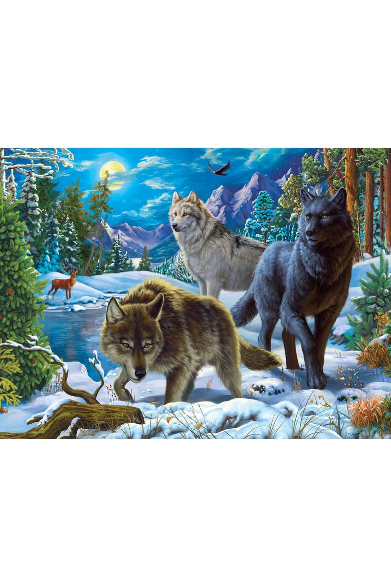 Wolves on a Snowy Night 1000 piece Jigsaw Puzzle for Adults, Alternate, color, Multicolor