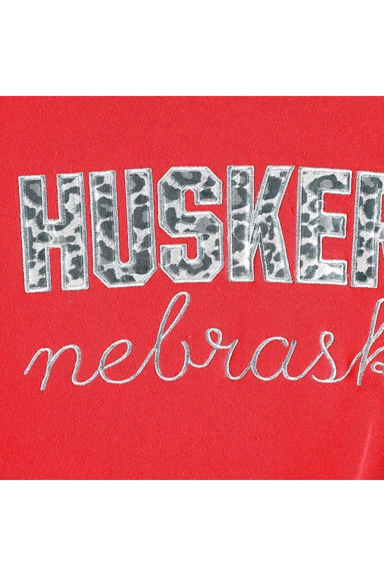 Women's Pressbox Scarlet Nebraska Huskers Steamboat Animal Print Raglan Pullover Sweatshirt, Alternate, color, Scarlet