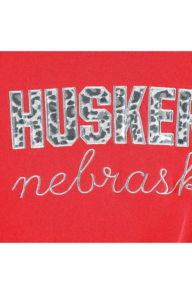 PRESSBOX Women's Pressbox Scarlet Nebraska Huskers Steamboat Animal Print Raglan Pullover Sweatshirt, Alternate, color,