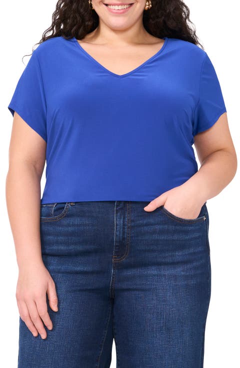 V-Neck Dolman Sleeve Top (Plus)