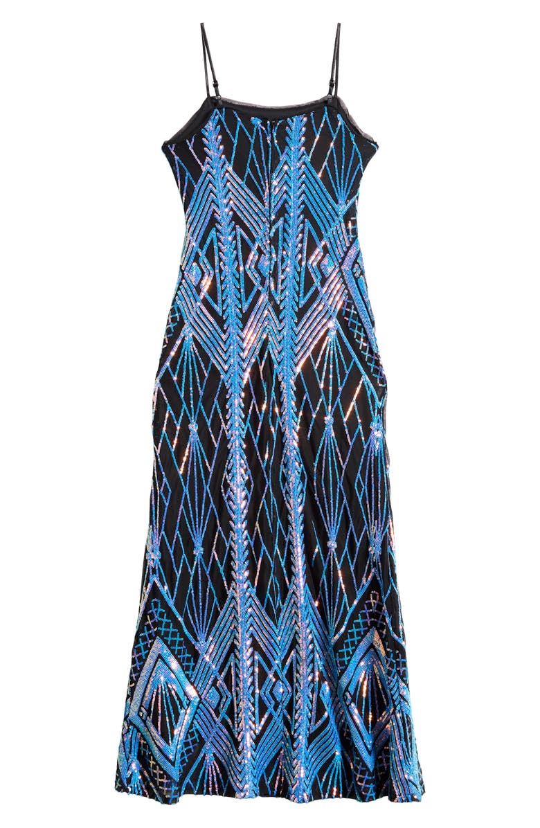 LOVE, NICKIE LEW Kids' Print Sequin Maxi Dress, Alternate, color,