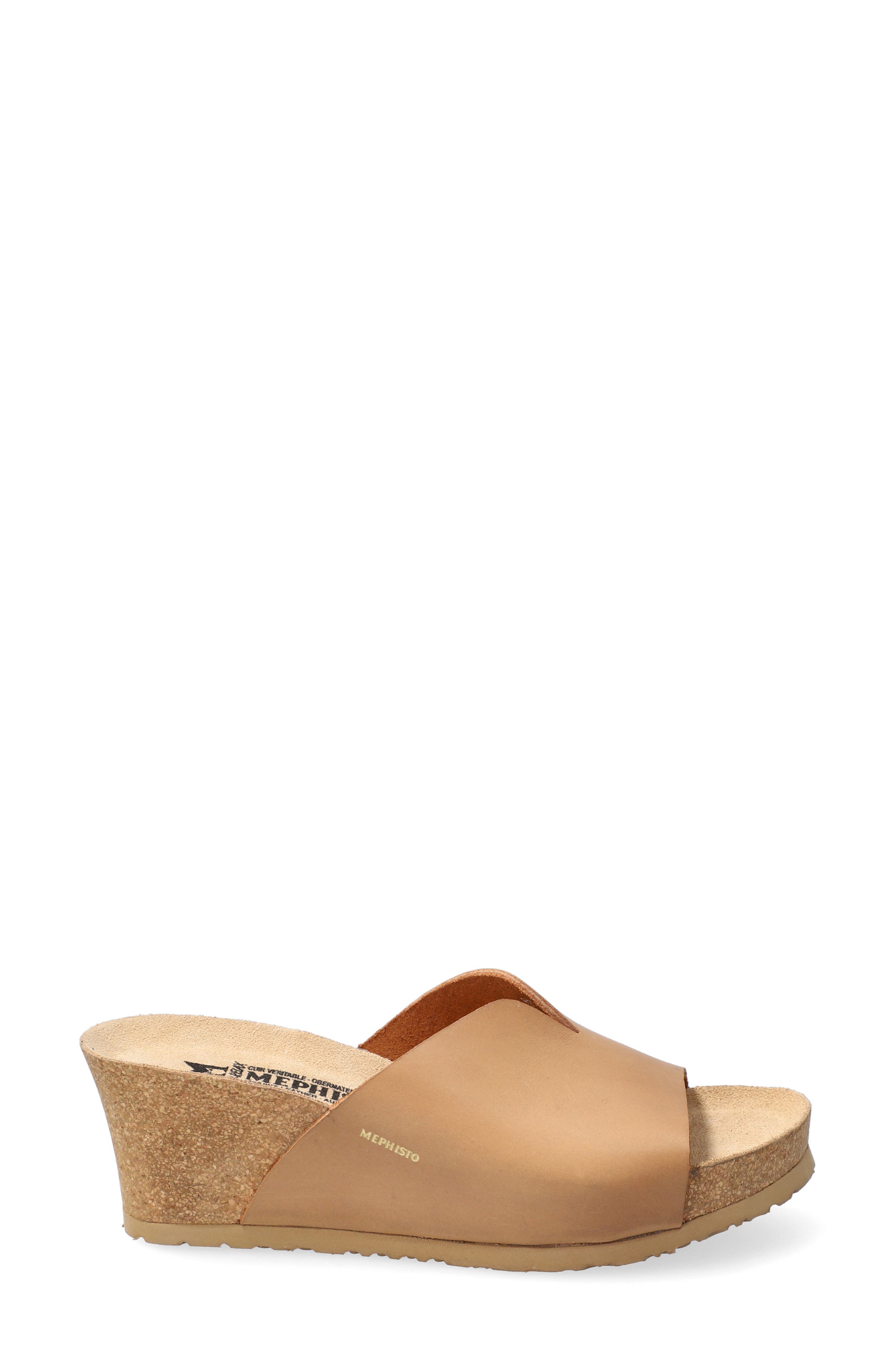 Mephisto Lisane Slide Sandal, Alternate, color, Camel Scratch Leather