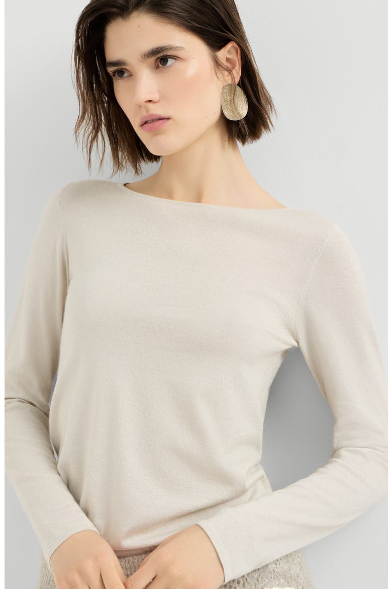 Sparkling cashmere and silk lightweight sweater, Alternate, color, Milk