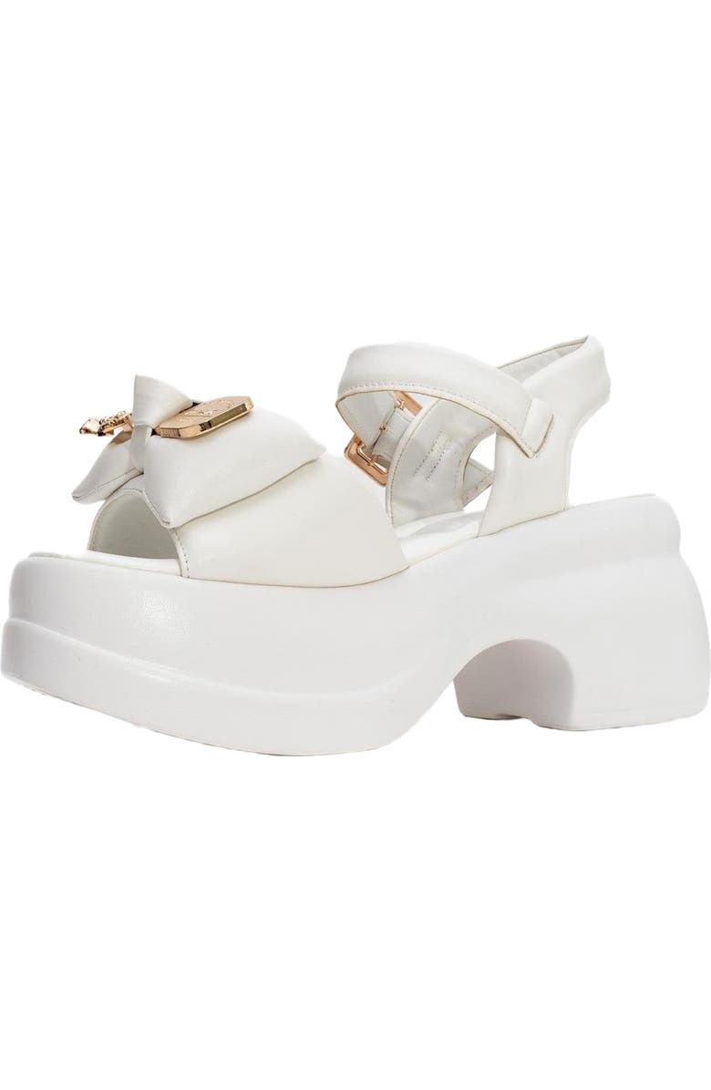 Prologue Shoes Merida Buckle Platform Sandal, Alternate, color, White Faux Leather