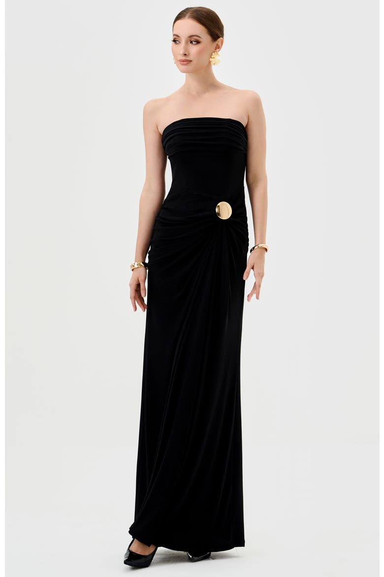 Keria Off Shoulder Midaxi, Alternate, color, BLACK