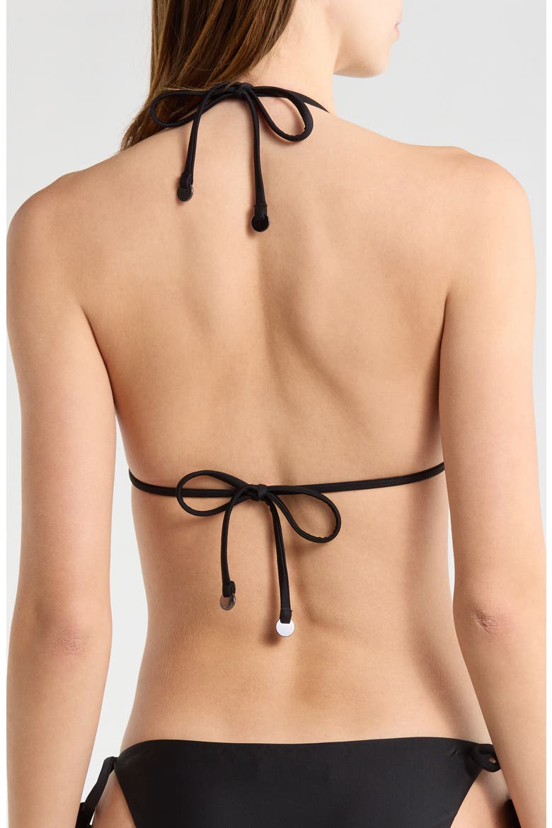 Nikoleta Floral Appliqué Triangle Bikini Top, Alternate, color, BLACK