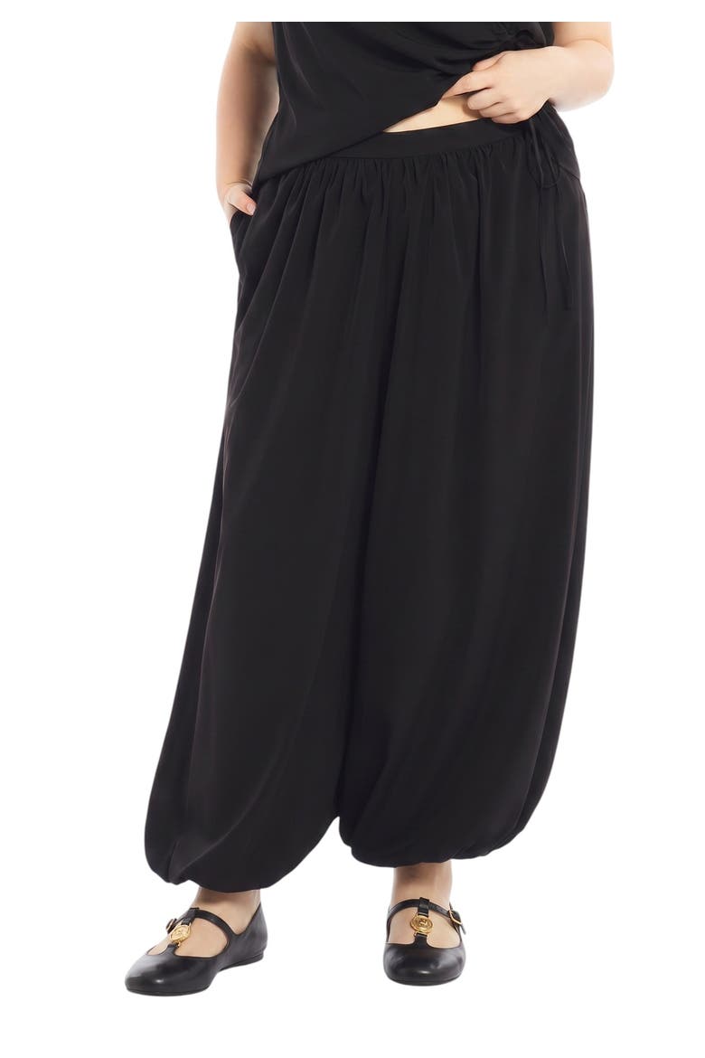 Elastic Waist Crepe Balloon Pant, Main, color, BLACK ONYX