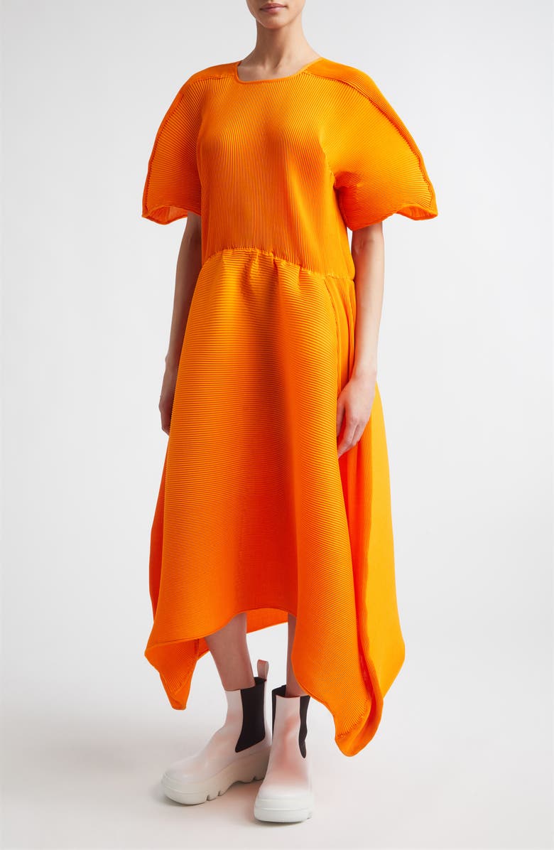 MELITTA BAUMEISTER Flowy Ripple Plissé Dress, Alternate, color, Orange