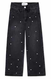 abercrombie kids Kids' Faux Pearl Embellished Wide Leg Jeans