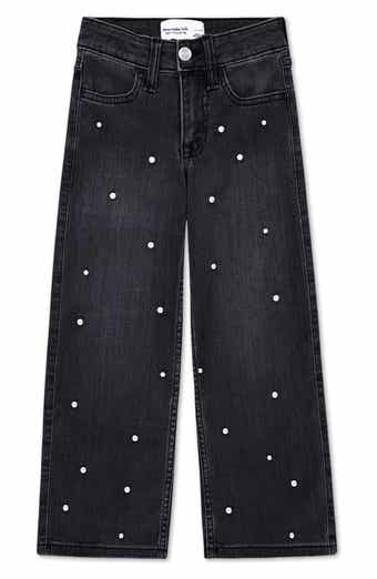 abercrombie kids Kids' Faux Pearl Embellished Wide Leg Jeans