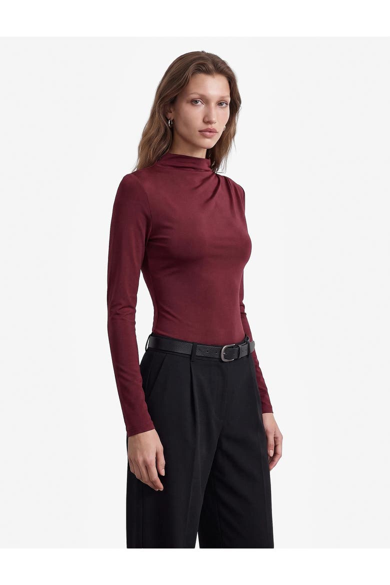 Long Sleeve High Neck Bodysuit, Alternate, color, BORDEUX