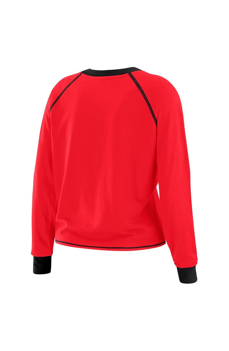 WEAR by Erin Andrews Women's WEAR by Erin Andrews Scarlet/Black San Francisco 49ers Plus Size Tie-Front Long Sleeve Top, Alternate, color, Scarlet