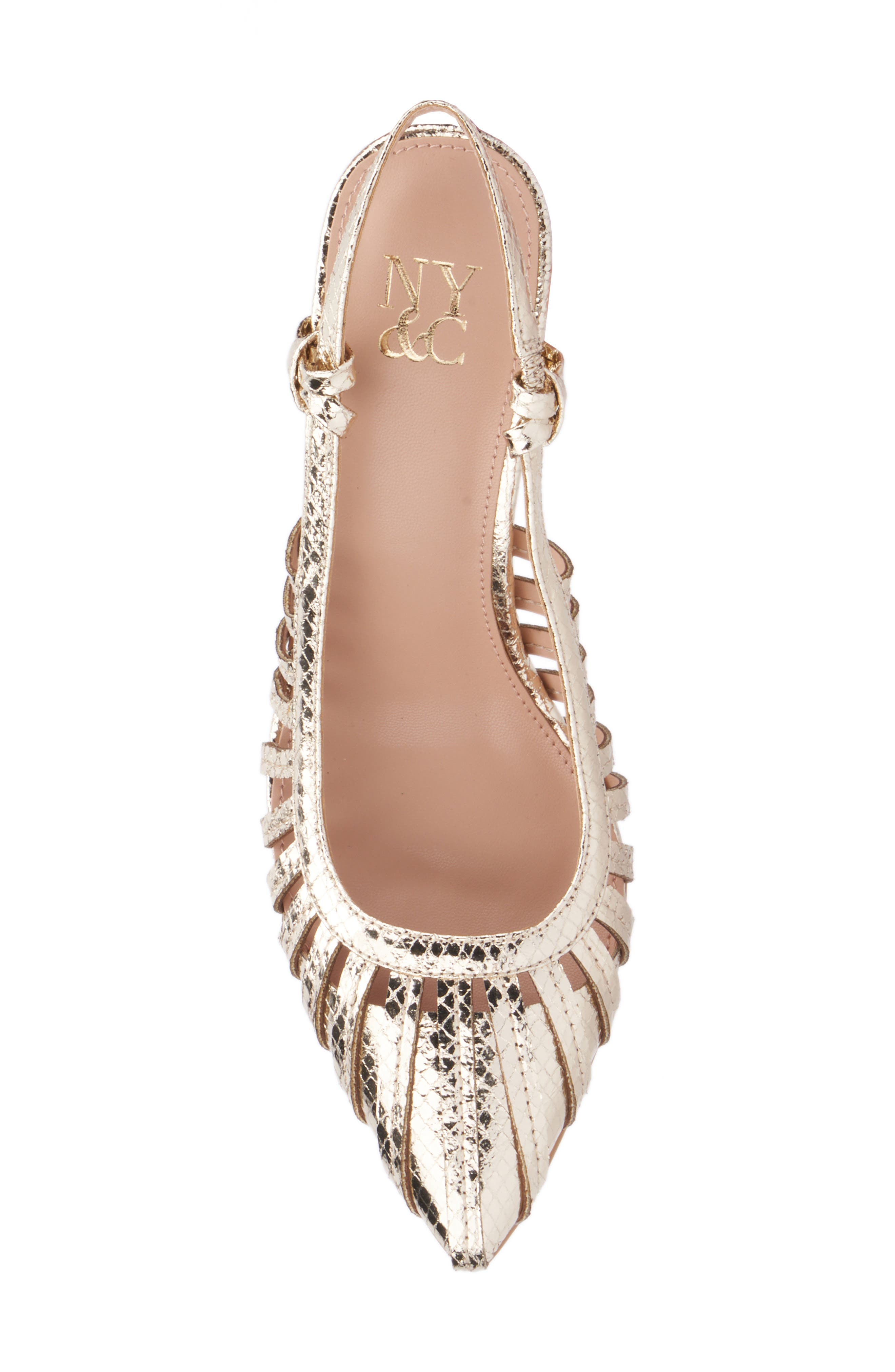 NEW YORK AND COMPANY Magdalene Croc Embossed Slingback Pump, Alternate, color, Gold