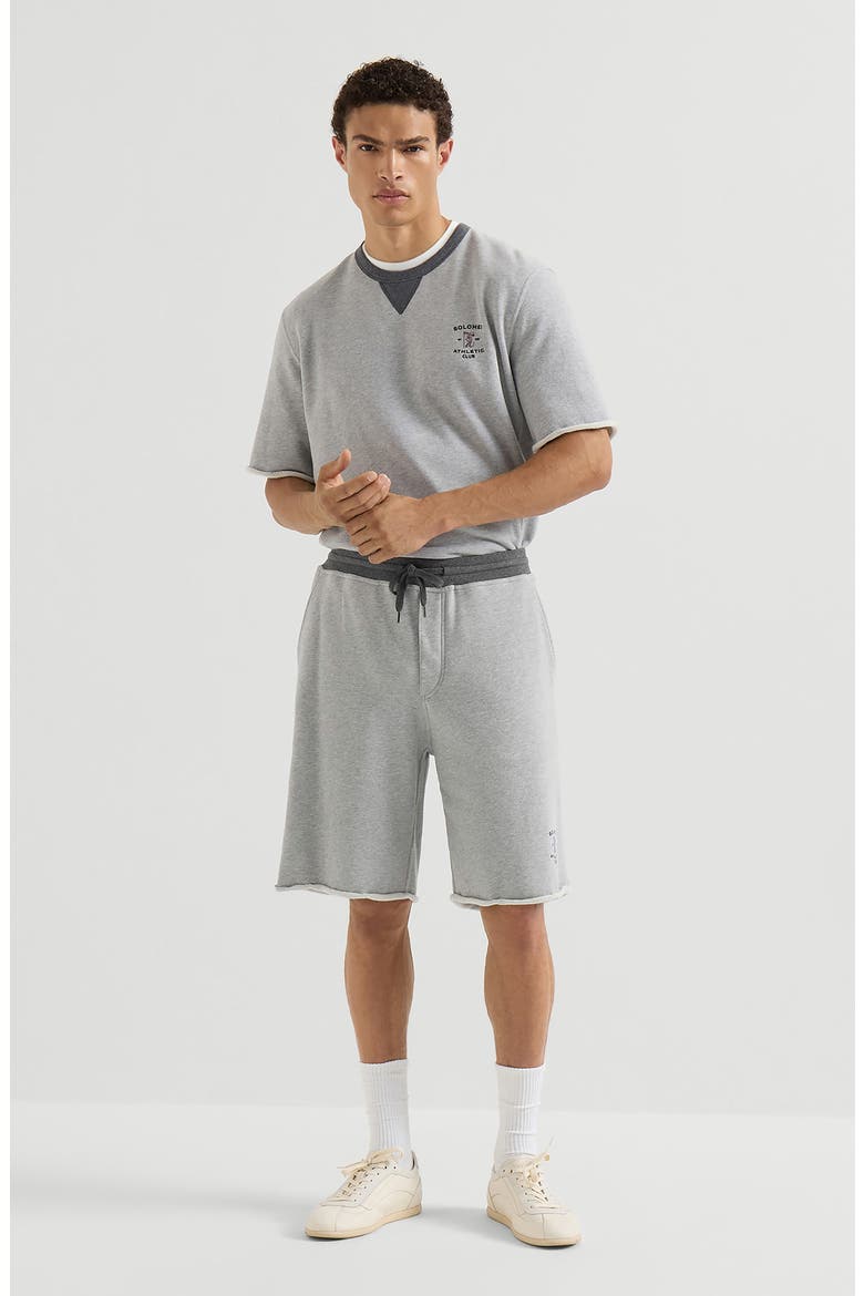 Cotton French terry Bermuda shorts with embroidery, Alternate, color, Grey