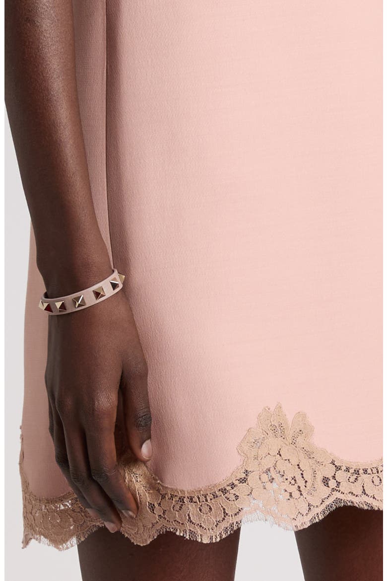 Lace Trim Virgin Wool & Silk Crepe Shift Minidress, Alternate, color, ROSE
