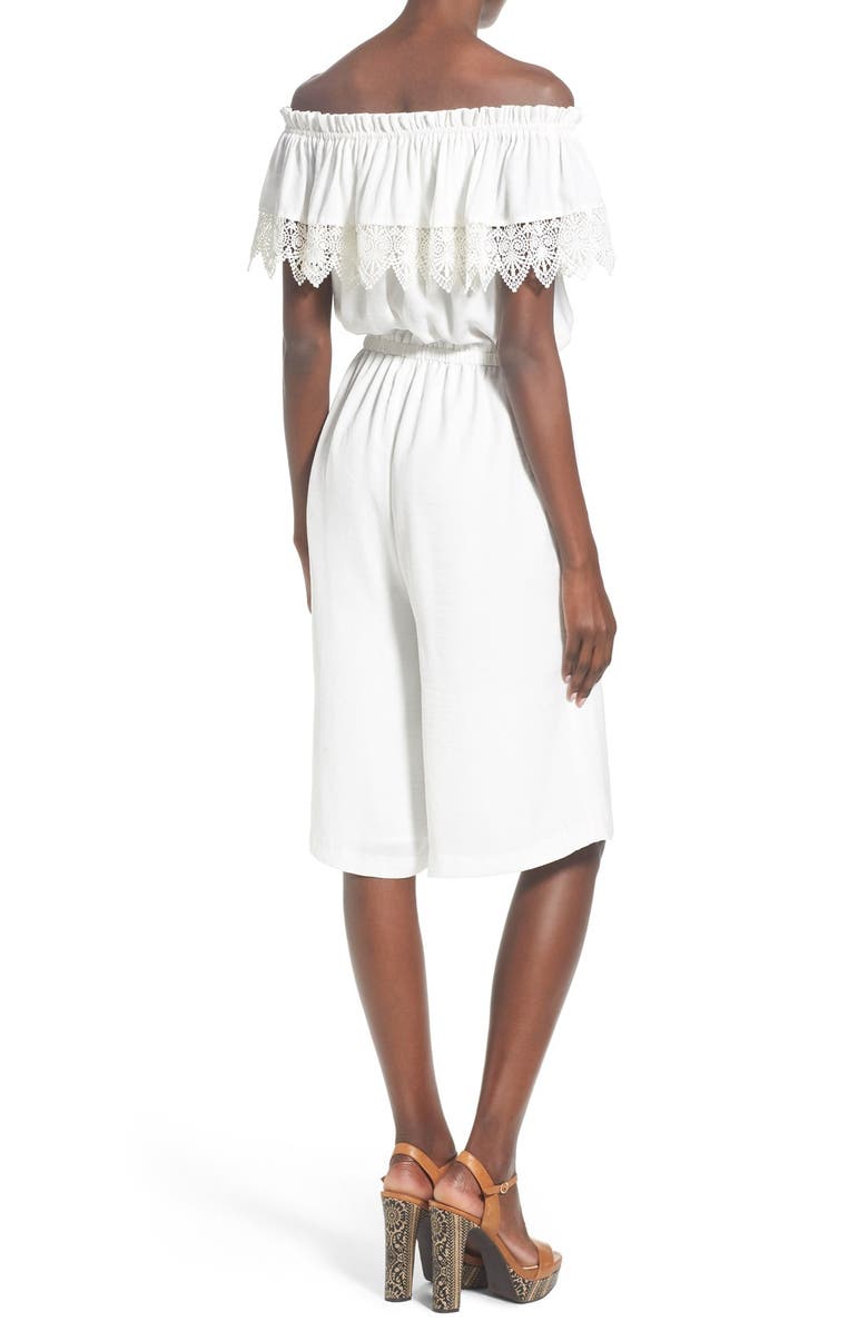 devlin 'Gwen' Off the Shoulder Culotte Jumpsuit, Alternate, color, 