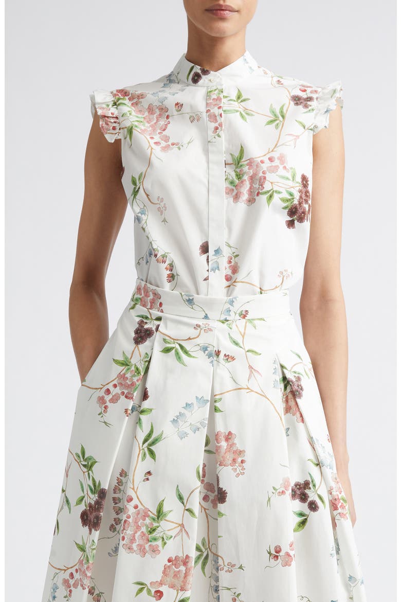 Chintz Floral Sleeveless Organic Cotton Poplin Shirt, Main, color, FRENCH CHINTZ MULTI WHITE