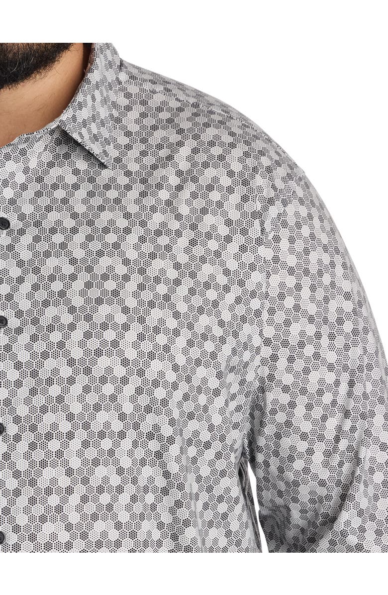Synrgy by DXL Big & Tall Tonal Dotted Sport Shirt, Alternate, color, Grey Black