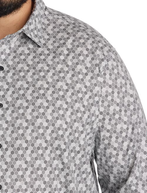 Synrgy By Dxl Big & Tall Tonal Dotted Sport Shirt In Gray