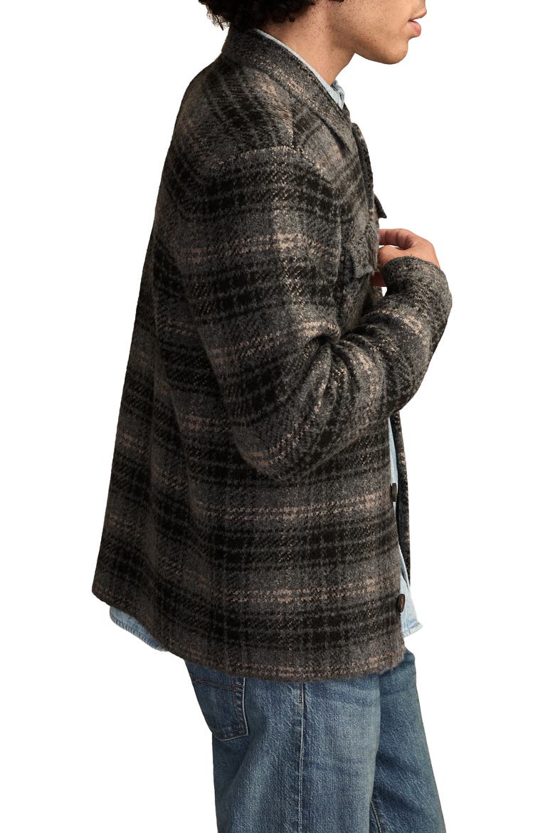 Jacquard Plaid Knit Button-Up Shirt, Alternate, color, DARK BLACK MUTLI