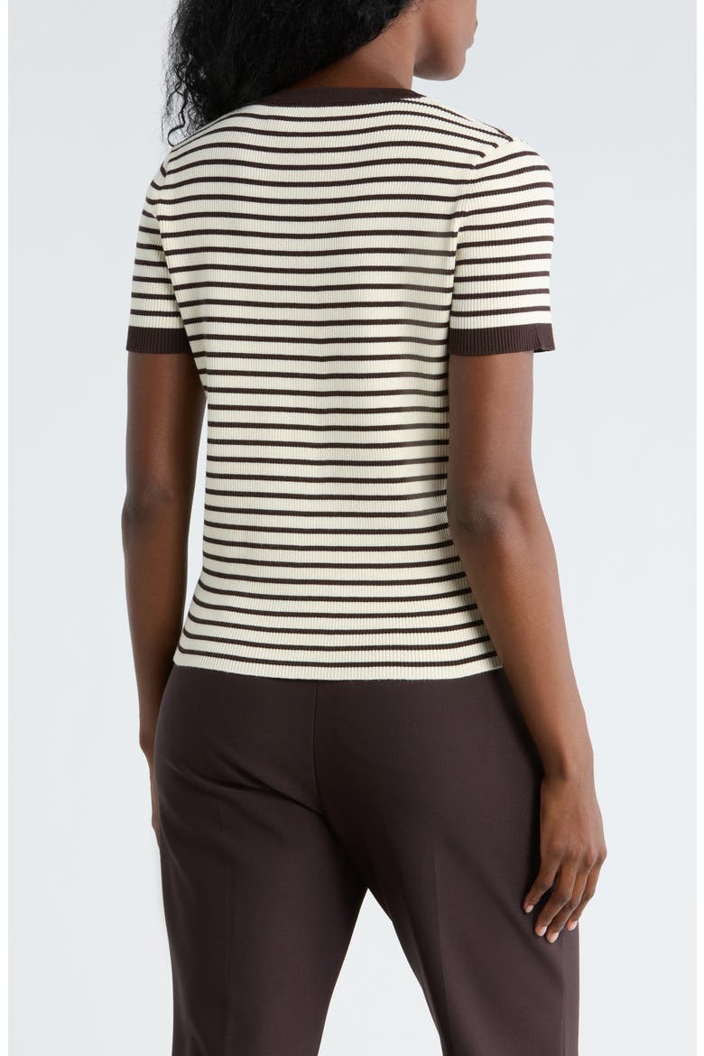 Stripe Short Sleeve Crop Cardigan, Alternate, color, CREAM/ INKY ESPRESSO