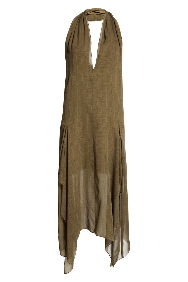 Monogram Print Handkerchief Hem Halter Dress (Nordstrom Exclusive), Alternate, color, OLIVE