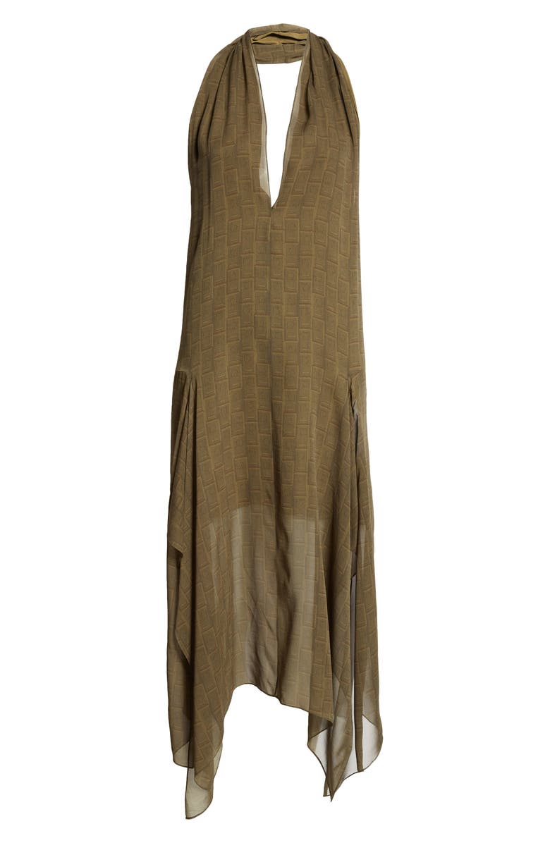 FERRAGAMO Monogram Print Handkerchief Hem Halter Dress, Alternate, color,