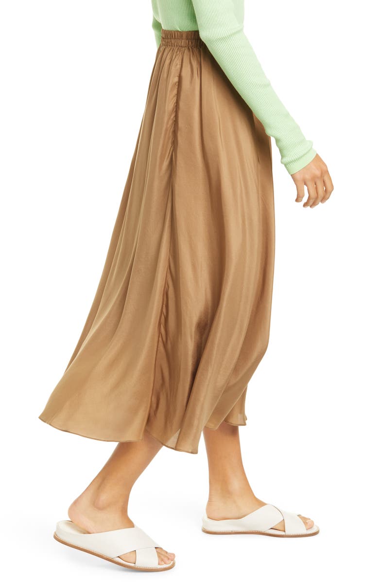 Vince Gathered Silk Midi Skirt, Alternate, color, 