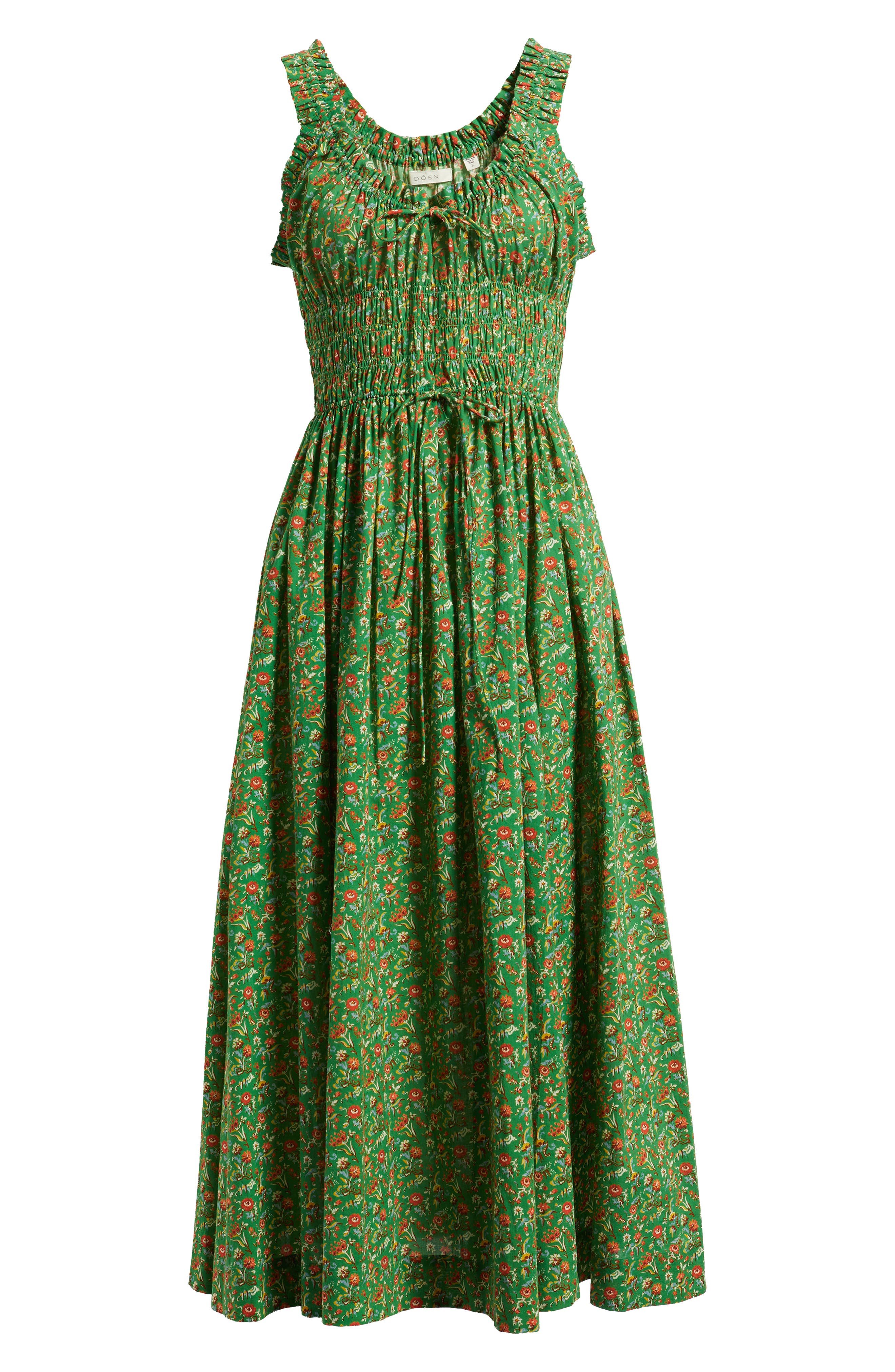 DÔEN Emmaretta Floral Pleated Cotton Voile Maxi Dress (Women