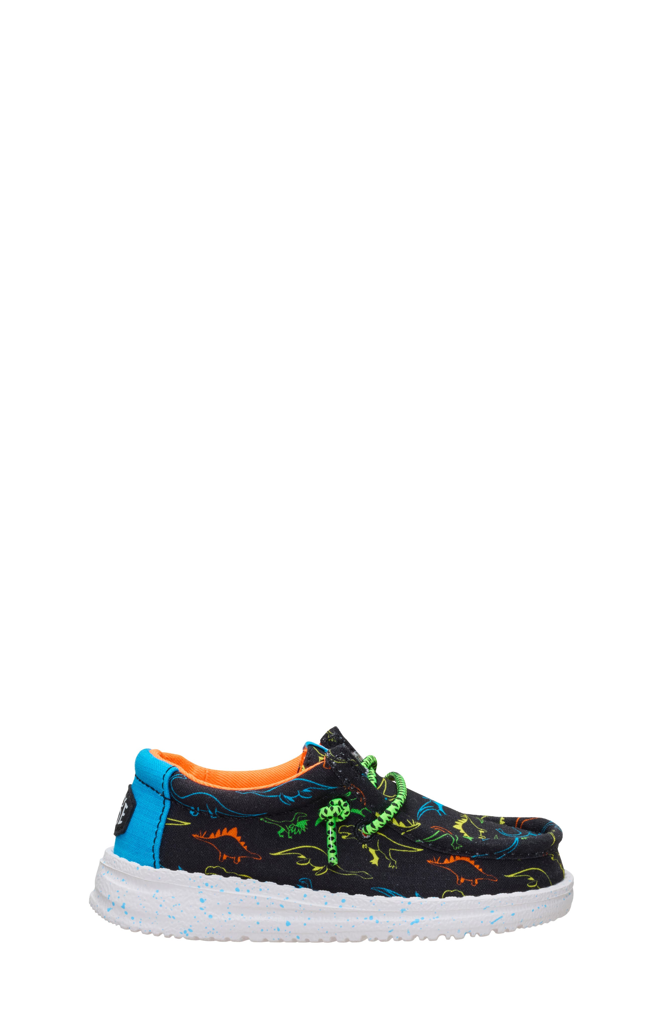 Hey Dude Kids' Wally Dinoworld Slip-On, Alternate, color, Black/ Neon Multi