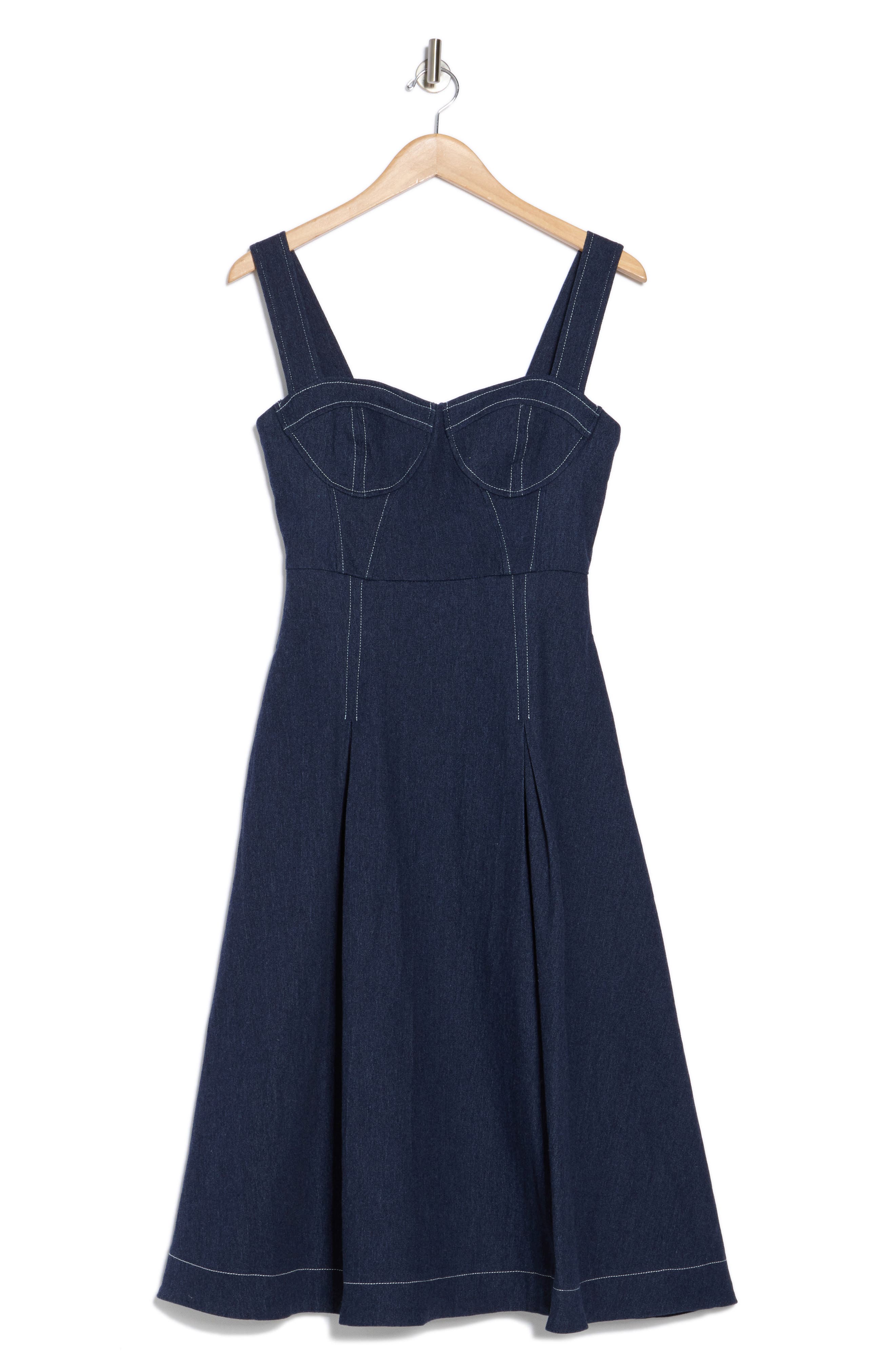 Sleeveless Buttoned Denim Fit‑and‑Flare