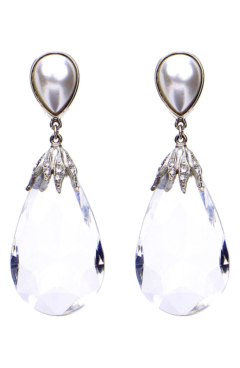 Ben-Amun Imitation Pearl & Crystal Drop Earrings, Main, color, 
