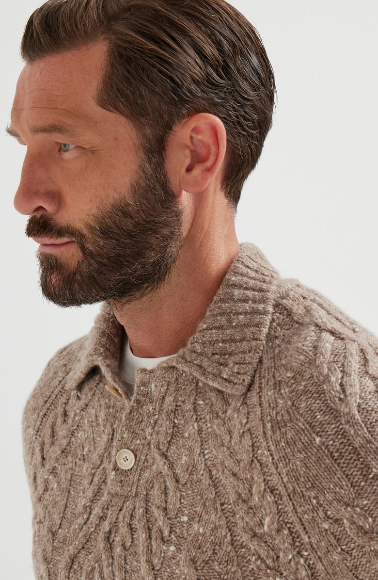 Brunello Cucinelli Cable knit polo shirt, Alternate, color, Hazelnut