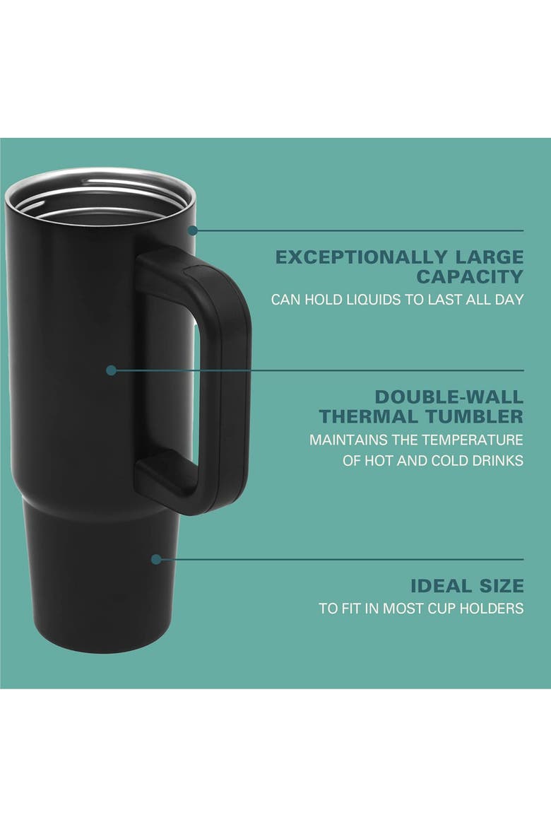29oz Stainless Steel Thermal Tumbler with Handle, Alternate, color, Black