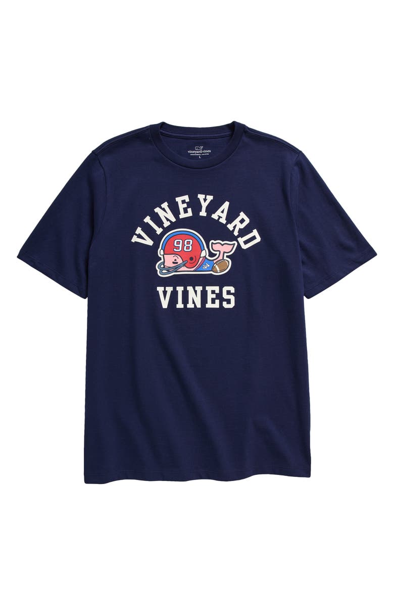 vineyard vines Kids' Football Whale Cotton Graphic T-Shirt, Main, color, 